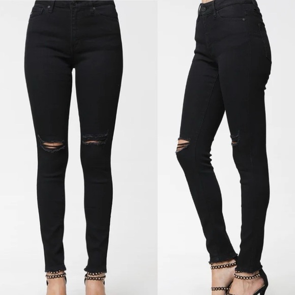 Kancan black distressed raw hem skinny jean ❤️ - Picture 2 of 7